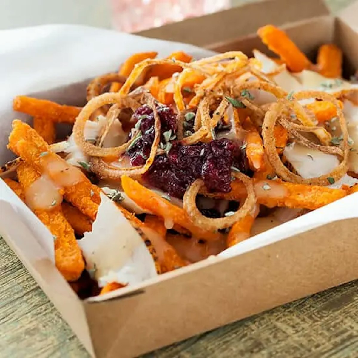 Thanksgiving Sweet Potato Poutine Recipe Card