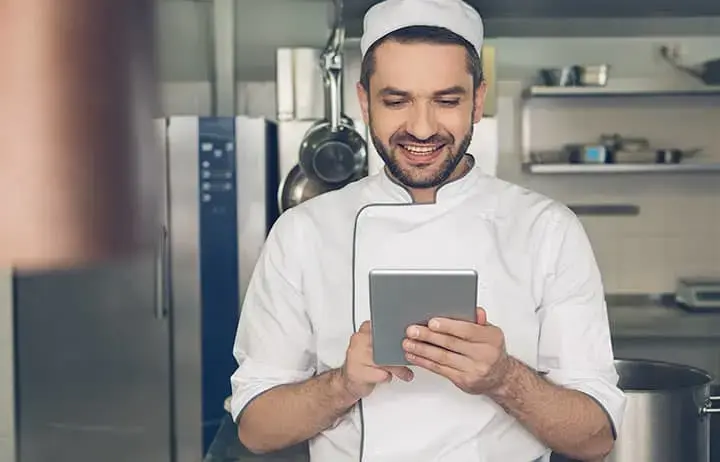 Chef using a tablet