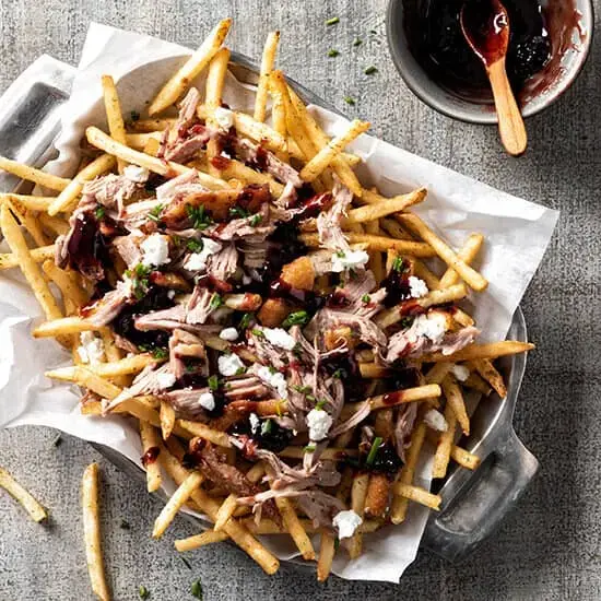 Duck Fat Fries with Duck Confit, Blackberry BBQ Sauce and Chevre.jpg
